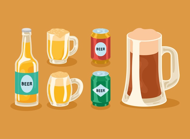 Six beers products icons