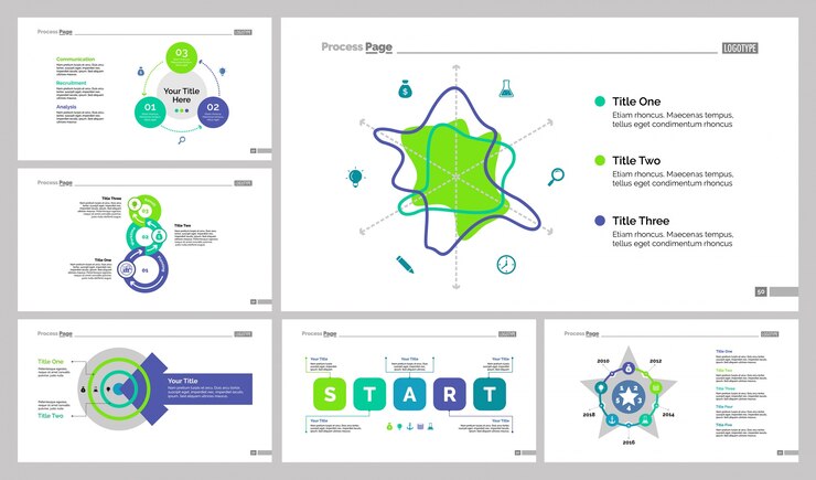 Free Vector six business slide templates set
