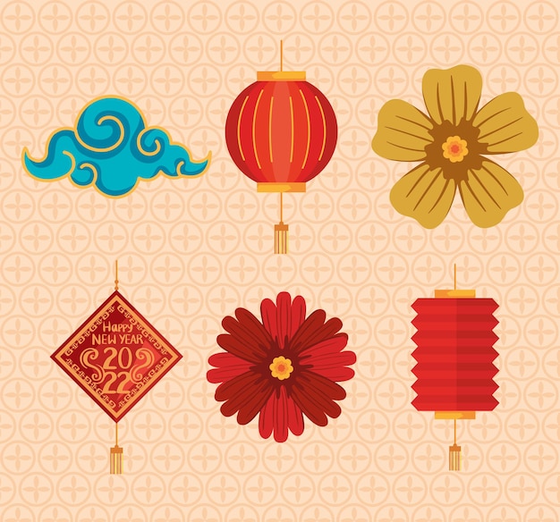 Six chinese new year icons
