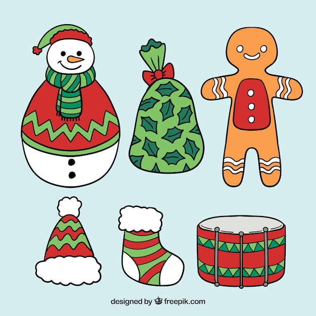 Free vector six christmas elements