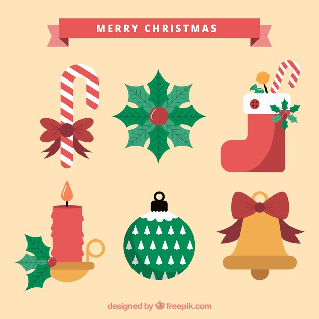 Free Vector six christmas elements