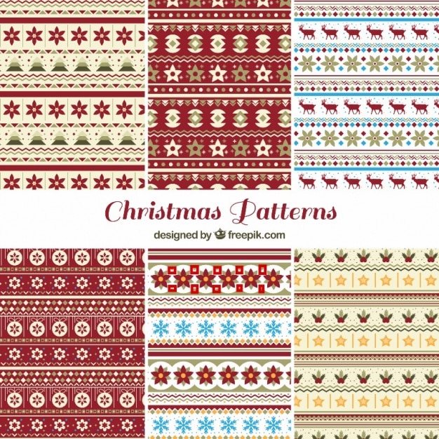 Free vector six christmas patterns