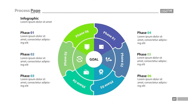 Six Circle Sectors Slide Template