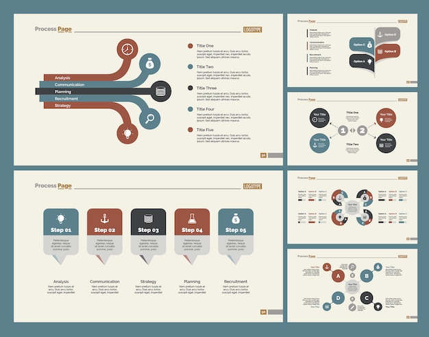 Free vector six consulting charts slide templates set