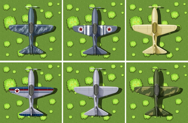 Six designs of military airplane