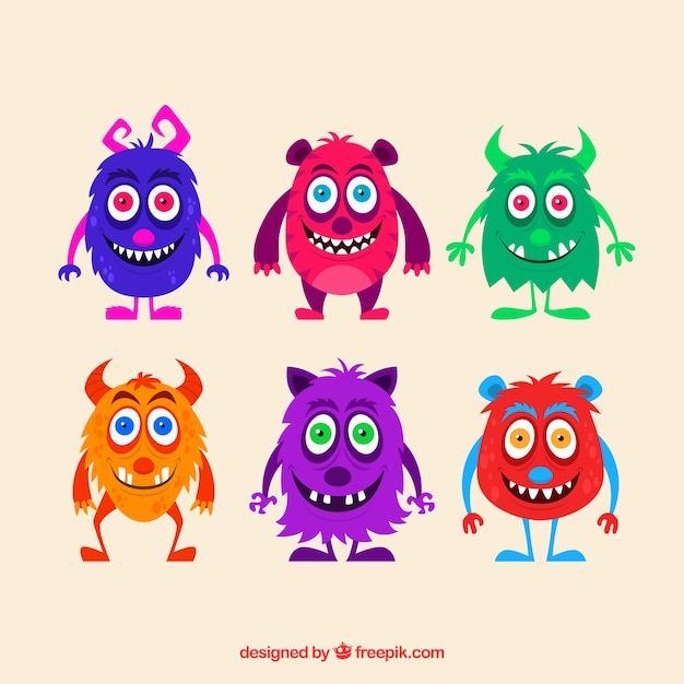 Six different monster character designs