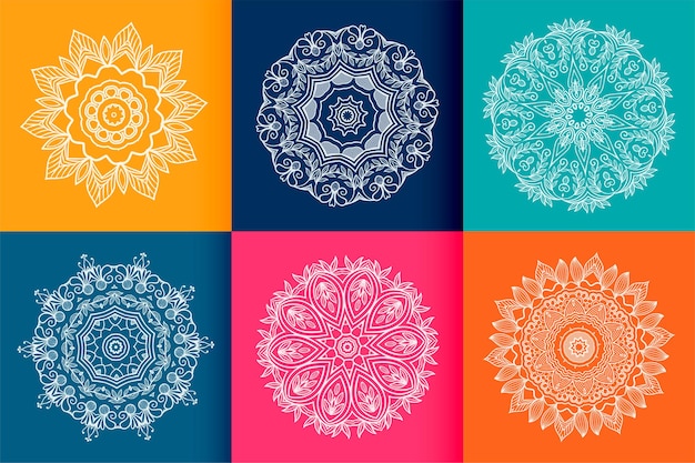 Free vector six ethnic mandala patterns set