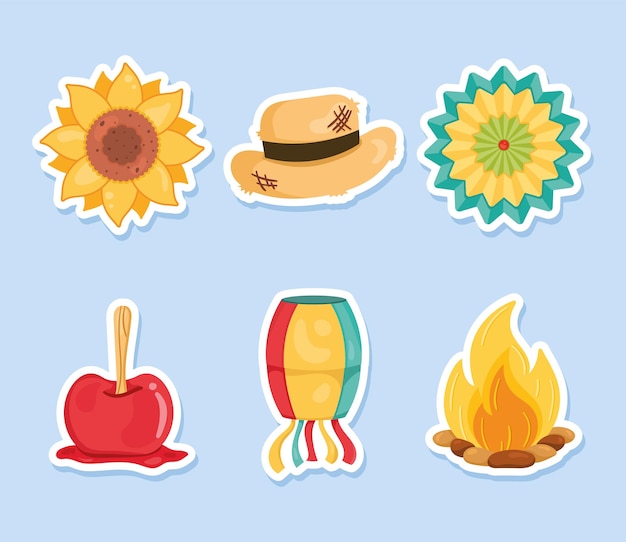 Free vector six festa junina icons