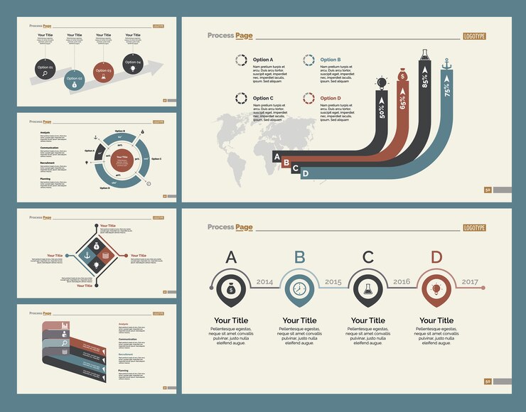 Free Vector six finance slide templates set