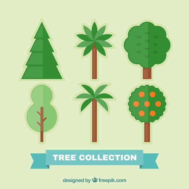 Six flat style trees