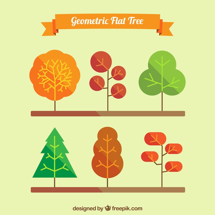 Free Vector six flat trees 