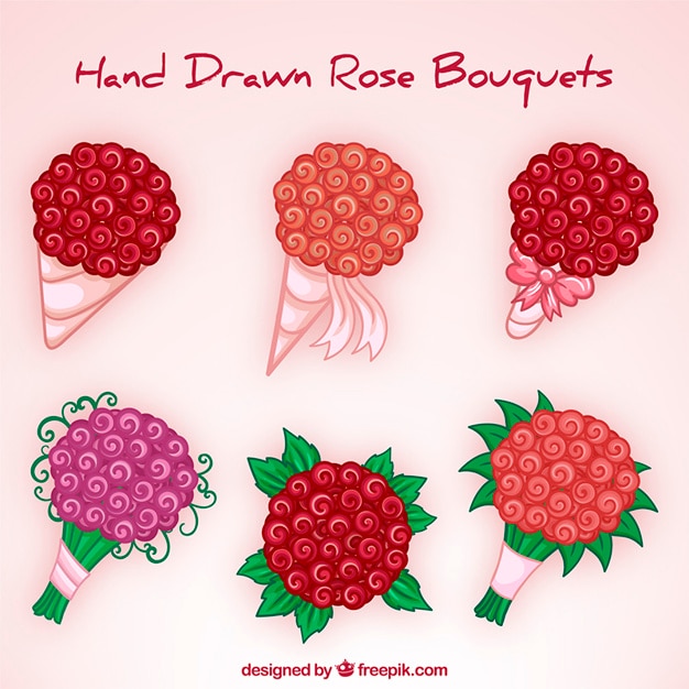 Free vector six floral bouquets