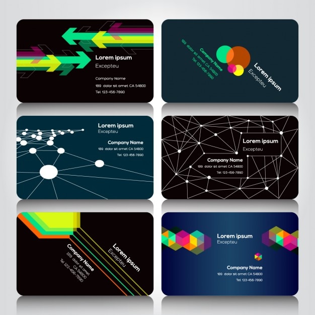Free vector six geometric business cards