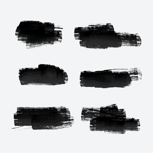 Free vector six grunge paint stroke set