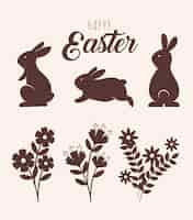 Free vector six happy easter silhouettes