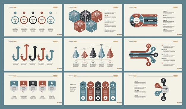 Set sei modelli di diapositive infografici