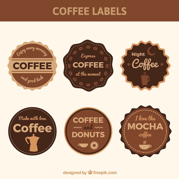 Six labels for coffee