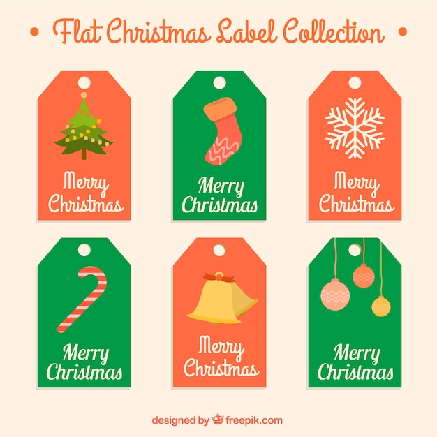 Six labels with christmas elements