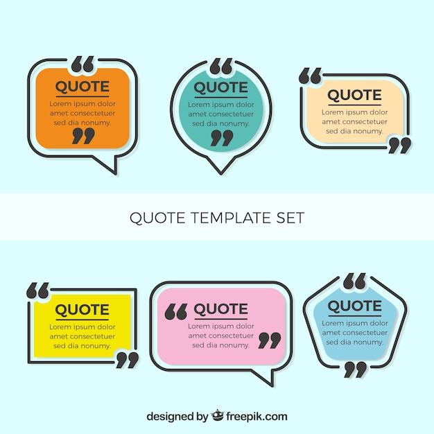 Free vector six modern quote templates