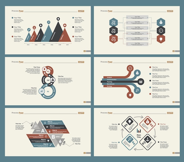 여섯 가지 계획 슬라이드 템플릿 세트