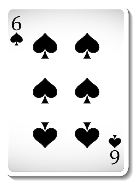 Sei di picche carta da gioco isolata