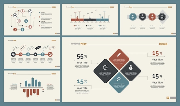 Free vector six statistics diagrams templates set