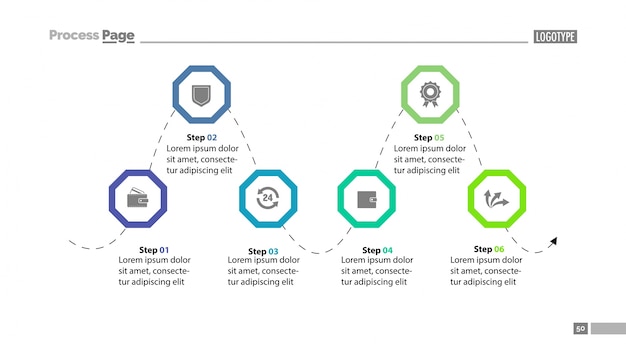 Six Step Process Chart Slide Template 