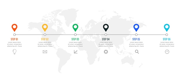 Free vector six steps timeline or milestone infographic template