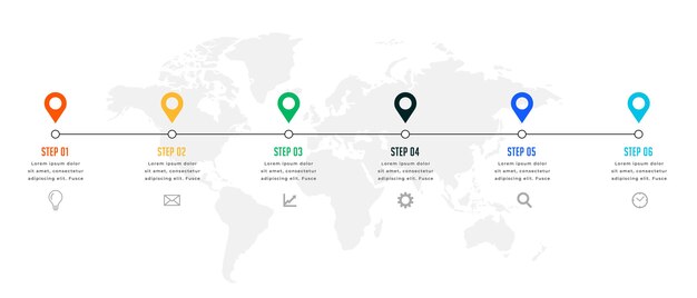 Six steps timeline or milestone infographic template