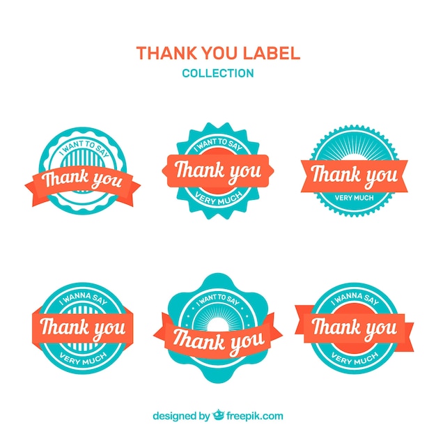 Free vector six thank you stickers in vintage style