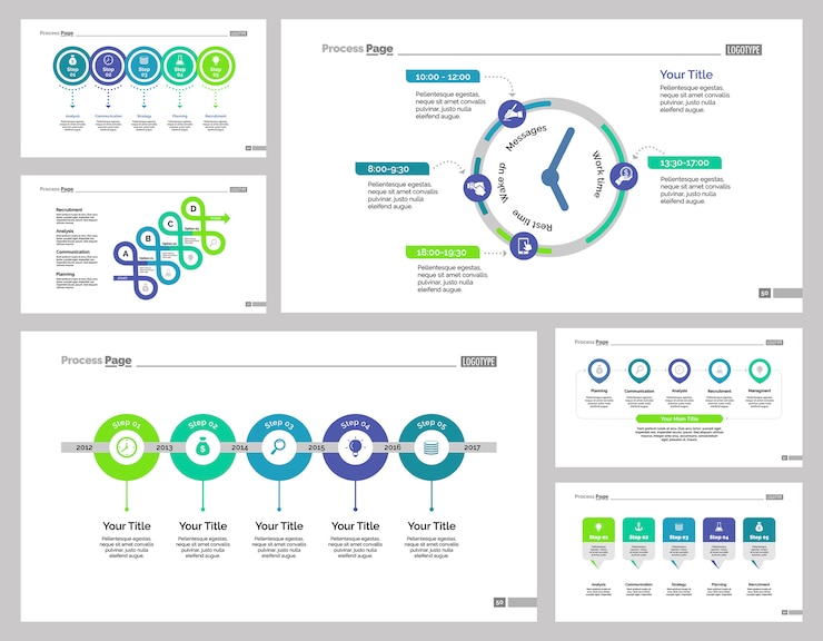 Free Vector six training slide templates set