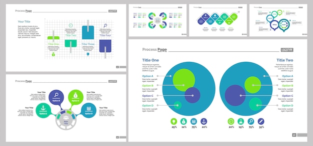 Six training slide templates set