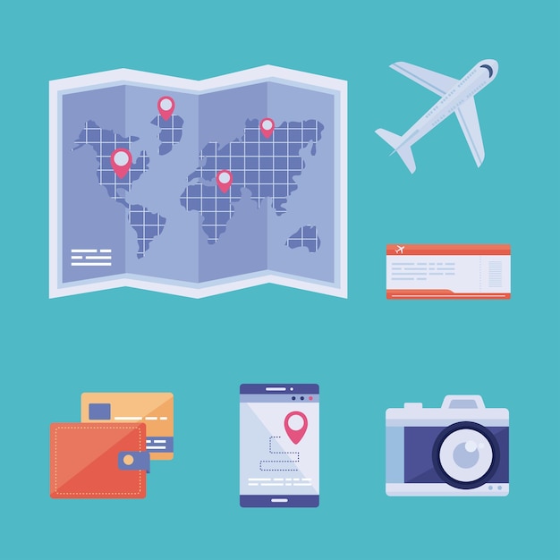 Free vector six travel planing icons