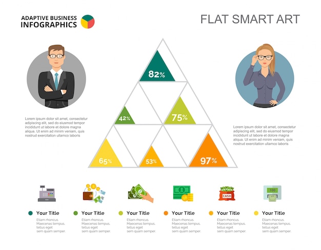 Free vector six triangles chart slide template