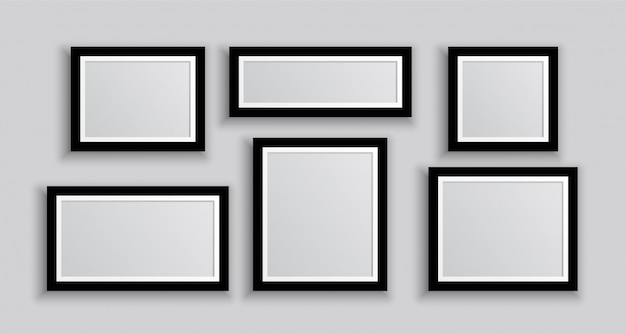 Бесплатное векторное изображение Шесть настенных фоторамок разных размеров