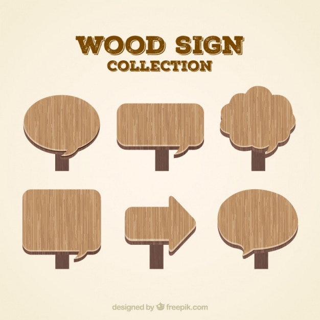 Free Vector six wooden signs