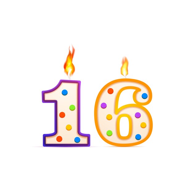 誕生日の蝋燭 数字キャンドルイラスト プレミアムベクター