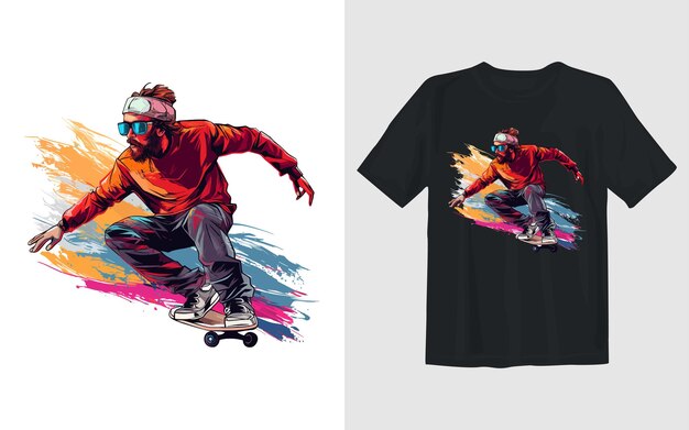 Skateboard cartoon vector illustration Skateboard t shirt design