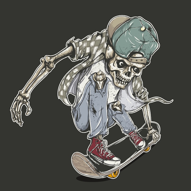 Vettore gratuito sfondo skeleton skateboard