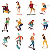 Free vector skateboarders characters set