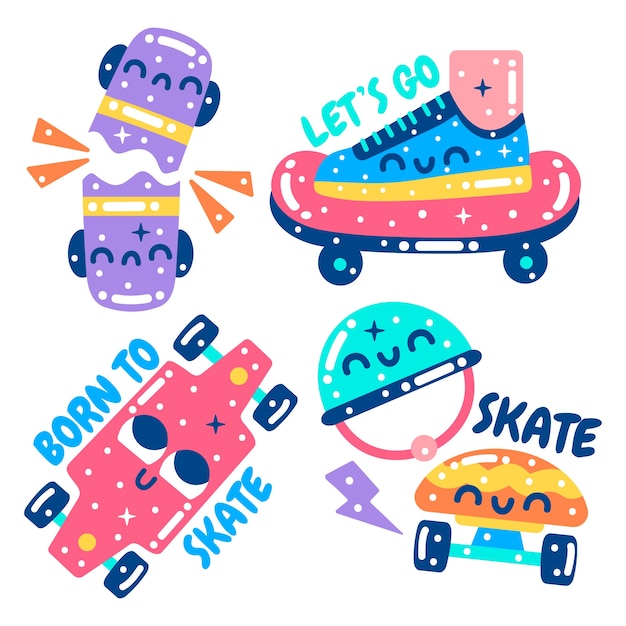 Skateboarding glitzy sticker pack