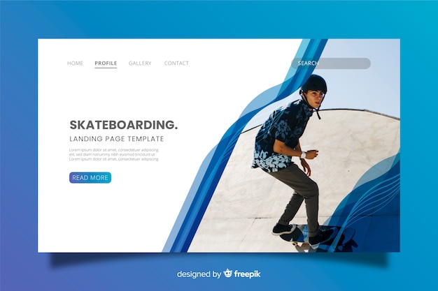 Skateboarding sport landing page