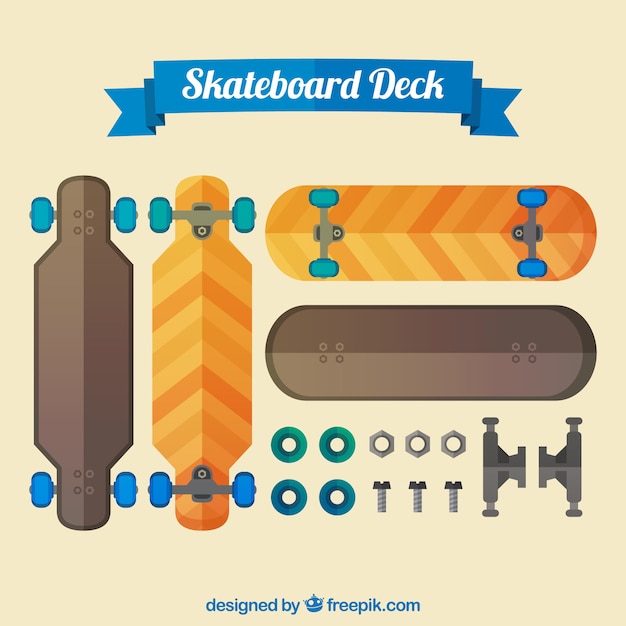 Free vector skateboards and gears