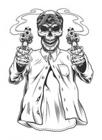 Free vector skeleton gangster with revolvers