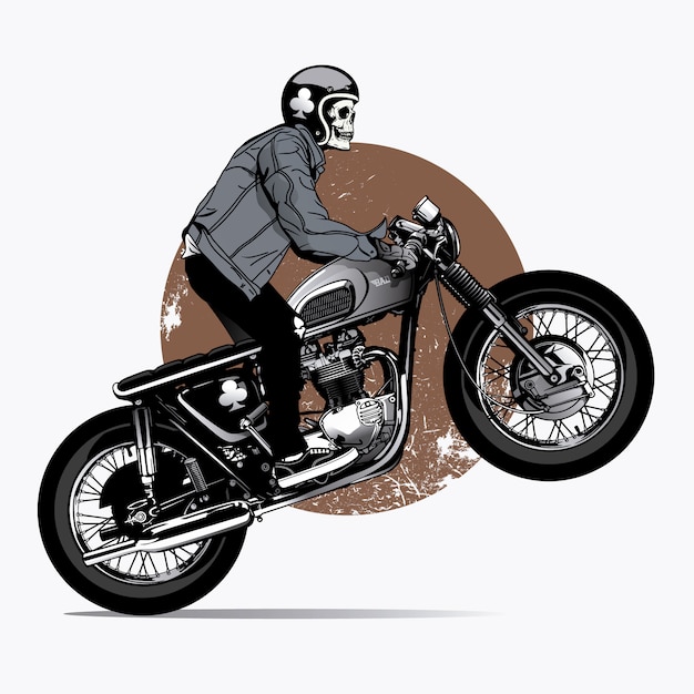Скелет скрепляет мотоцикл