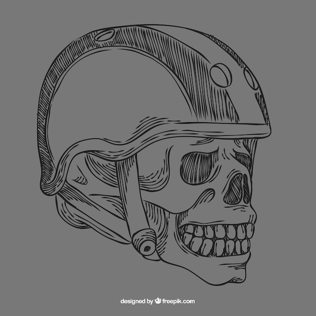 Skeleton skull background with helmet