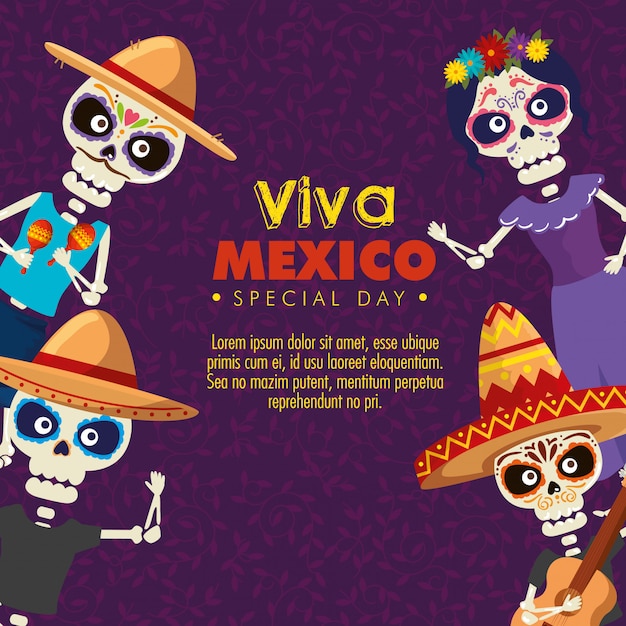Skeletons wearing hat with catrina to celebration event