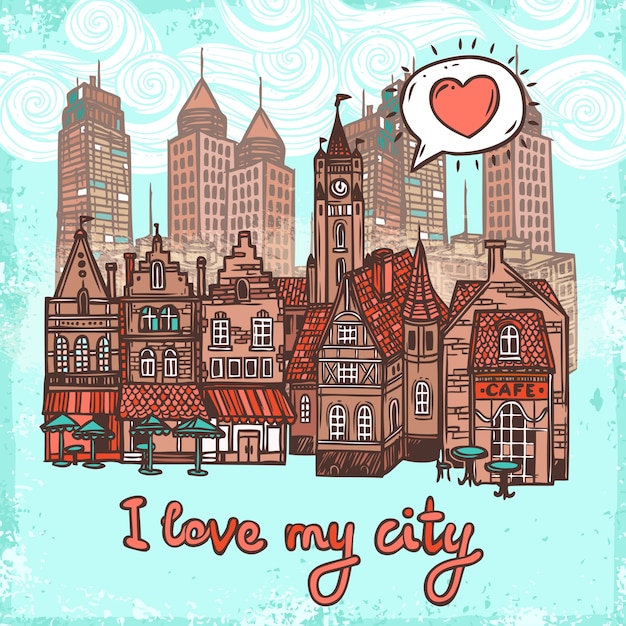 Free vector sketch city background