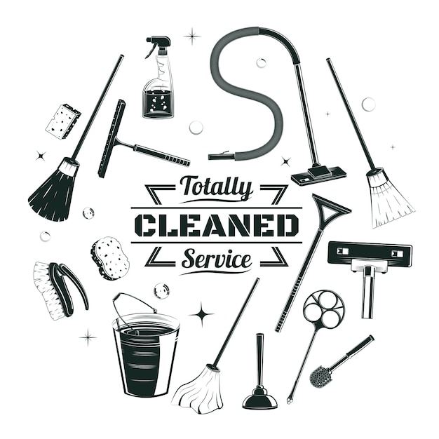 Free vector sketch cleaning service elements round concept