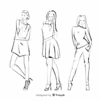 Free vector sketch collection of fashion models